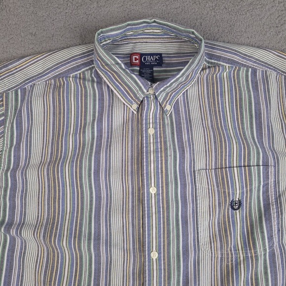 Chaps Shirt Mens‎ XXL Multicolor Striped Button Down Long Sleeve Pocket Cotton - Picture 2 of 15